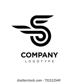 Vector graphic elegant logotype with wing / Letter S