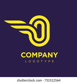 Vector graphic elegant logotype with wing / Letter O