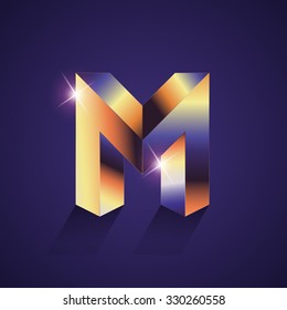 Vector graphic elegant metallic  font / symbol / alphabet / Letter M