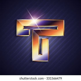 Vector graphic elegant metallic font / symbol / alphabet / Letter T