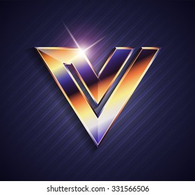 Vector graphic elegant metallic font / symbol / alphabet / Letter V