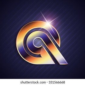 Vector graphic elegant metallic font / symbol / alphabet / Letter Q