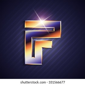 Vector graphic elegant metallic font / symbol / alphabet / Letter F