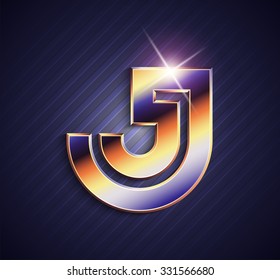Vector graphic elegant metallic font / symbol / alphabet / Letter J