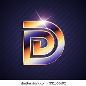 Vector graphic elegant metallic font / symbol / alphabet / Letter D