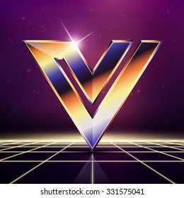 Vector graphic elegant metallic font / symbol / alphabet / Letter V