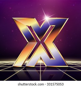 Vector graphic elegant metallic font / symbol / alphabet / Letter X