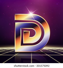 Vector graphic elegant metallic font / symbol / alphabet / Letter D