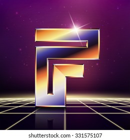 Vector graphic elegant metallic font / symbol / alphabet / Letter F