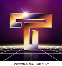 Vector graphic elegant metallic font / symbol / alphabet / Letter T