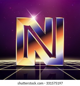 Vector graphic elegant metallic font / symbol / alphabet / Letter N