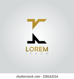 Vector graphic elegant silhouette alphabet symbol in two colors / Letter K