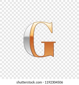 Vector graphic elegant silver and gold impossible font, symbol, alphabet, Letter G