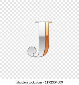 Vector graphic elegant silver and gold impossible font, symbol, alphabet, Letter J