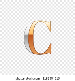 Vector graphic elegant silver and gold impossible font, symbol, alphabet, Letter C