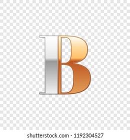 Vector graphic elegant silver and gold impossible font, symbol, alphabet, Letter B