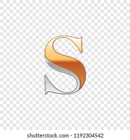Vector graphic elegant silver and gold impossible font, symbol, alphabet, Letter S