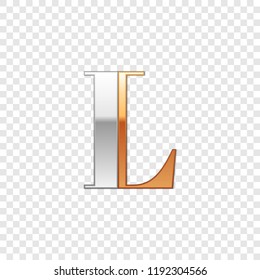 Vector graphic elegant silver and gold impossible font, symbol, alphabet, Letter L