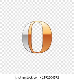 Vector graphic elegant silver and gold impossible font, symbol, alphabet, Letter O