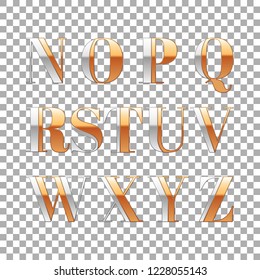 Vector graphic elegant silver and gold impossible font, symbol, alphabet, letter
