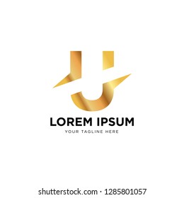 Vector graphic elegant silver and gold impossible font / symbol / alphabet / Letter u - Vector 