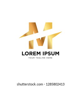 Vector graphic elegant silver and gold impossible font / symbol / alphabet / Letter M