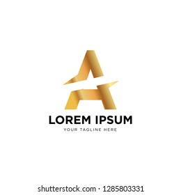 Vector graphic elegant silver and gold impossible font / symbol / alphabet / Letter A