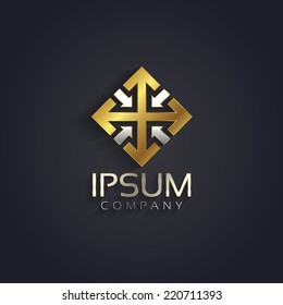 Vector graphic elegant silver and gold symbol for your company with sample text