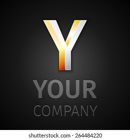 Vector graphic elegant silver and gold impossible font, symbol, alphabet, Letter Y