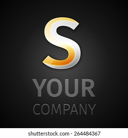 Vector graphic elegant silver and gold impossible font, symbol, alphabet, Letter S