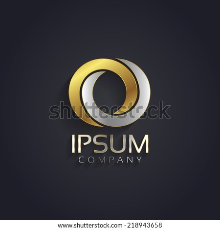 Vector graphic elegant silver and gold impossible font / symbol / alphabet / Letter O