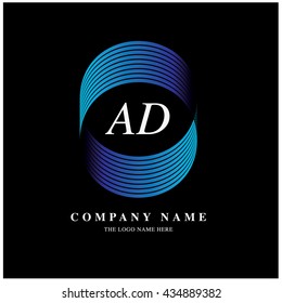 Vector graphic elegant and simple logo with font . Symbol of finance, business, industry and technology. Letter A and D