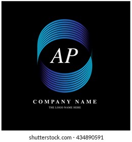 Vector graphic elegant simple and logo with initial font . Symbol of finance, business, industry and technology. Letter A and P