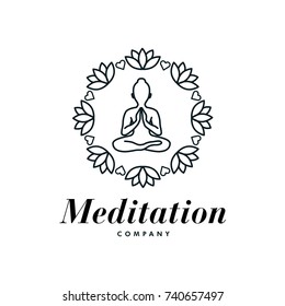 Vector graphic, elegant symbol / Peaceful pose with floral ornaments