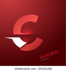 Vector graphic elegant and unique sliced alphabet - Letter C