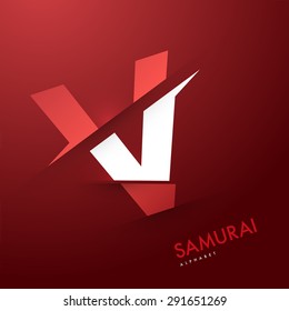 Vector graphic elegant and unique sliced alphabet - Letter V