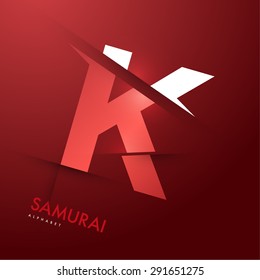 Vector graphic elegant and unique sliced alphabet - Letter K