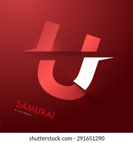 Vector graphic elegant and unique sliced alphabet - Letter U