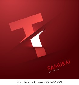 Vector graphic elegant and unique sliced alphabet - Letter T