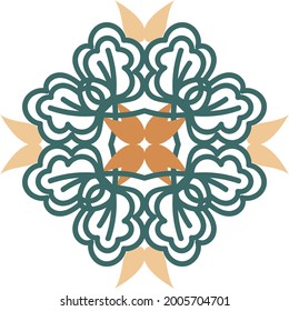 Vector graphic element of decorative ornament, abstraction with floral motif for fabric, textile, wallpaper, printing and other design