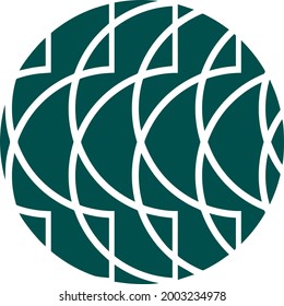 Vector graphic element of green color circle with lines