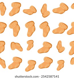 Vector graphic elements of Christmas gingerbread. A network of Cozy Patterns for holiday wallpapers, postcards and banners