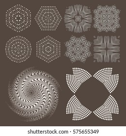 Vector graphic elements for design. Geometric fashion pattern. Vector mandala. Set of 10 circular patterns.
