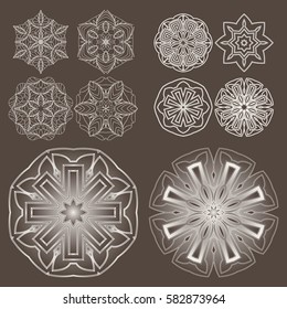 Vector Graphic Elements For Design, Geometric Fashion Pattern. Vector Mandala. Set Of 10 Circular Patterns