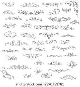 Vector graphic elements for design vector elements. Swirl elements decorative illustration. Classic calligraphy swirls, greeting cards, wedding invitations, royal certificates and graphic design.