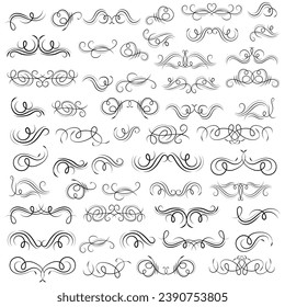 Vector graphic elements for design vector elements. Swirl elements decorative illustration. Classic calligraphy swirls, greeting cards, wedding invitations, royal certificates and graphic design.
