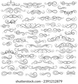 Vector graphic elements for design vector elements. Swirl elements decorative illustration. Classic calligraphy swirls, greeting cards, wedding invitations, royal certificates and graphic design.