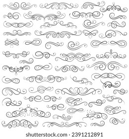 Vector graphic elements for design vector elements. Swirl elements decorative illustration. Classic calligraphy swirls, greeting cards, wedding invitations, royal certificates and graphic design.