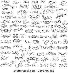 Vector graphic elements for design vector elements. Swirl elements decorative illustration. Classic calligraphy swirls, greeting cards, wedding invitations, royal certificates and graphic design.