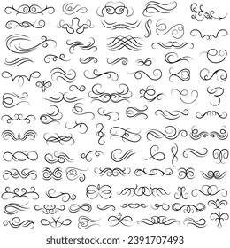 Vector graphic elements for design vector elements. Swirl elements decorative illustration. Classic calligraphy swirls, greeting cards, wedding invitations, royal certificates and graphic design.